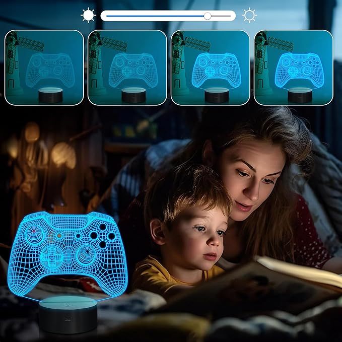 Attivolife Gamepad 3D Illusion Lamp, Controller Night Light with Remote Control + Timer 16 Color Changing Desk Lamp Kids Gamer Room Decor Plug in Best Cool Festival Birthday Gift for Boy Men - LeafyLoom