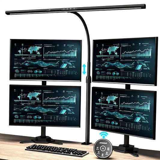 Desk Lamp, 31.5" LED Desk Lamp for Home Office,Gesture Sensing Control Desk Light, Dimmable & Color Temperature, Eye-Caring Office Lamp, Brightest Architect Lamp for Screen/Workbench - LeafyLoom