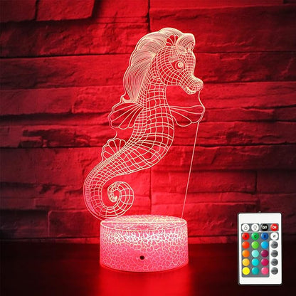 Gift Ideas Bedside Lamp 16 Colors Desk Table Night Light for Sea Horse Kids Boy Girl Party Supplies Birthday Valentine's Day Kids Lover (Seahorse Shape) - LeafyLoom