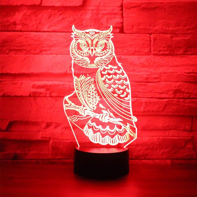 Owl Lamp Desk Table Light 3D Optical Illusion Night Light 3D Lamp owl Night Lamp 7 Colors Changing Touch Control Gift for Christmas Birthday Valentine's Day Kids - LeafyLoom