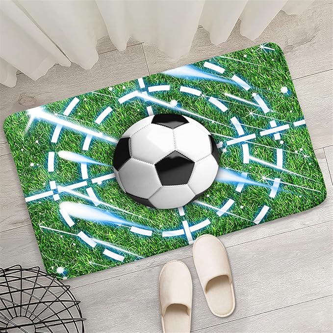 Football Rug for Boys Room - Soccer Rug for Boys Room Football Printed Rug for Kids Room Football Decor for Boys Bedroomsports Ball Doormat for Living Room Bedroom,2'×3' - LeafyLoom