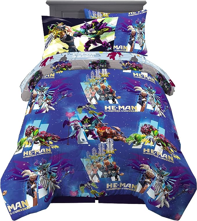 Franco Kids Bedding Super Soft Comforter and Sheet Set with Sham, 5 Piece Twin Size, He-Man and the Masters of the Universe - LeafyLoom