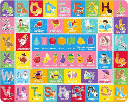 IMIKEYA Kids Play Rug Mat Playmat with Colorful Pattern, Playtime Collection ABC Alphabet, Seasons, Months, Fruit and Shapes Educational Area Rug for Kids Playroom Bedrooms, 78.7 x 59 Inch - LeafyLoom