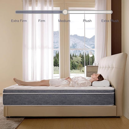 12 Inch Full Mattress Memory Foam and Spring Hybrid Mattresses,Medium Firm Feel Grey Mattress in a Box,Quality Comfort and Adaptive Support Breathable Cooling Full Mattresses. - LeafyLoom