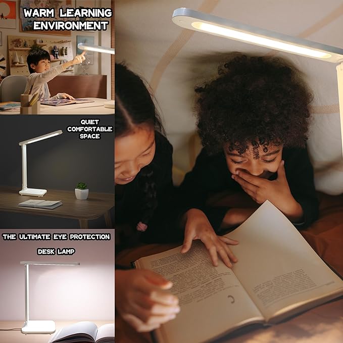 Led Desk Lamp Dimmable Desk Light Reading Lamp 3 Lighting Modes, Eye Protection Desk Lamp Desk Accessories, Study Desk Lamp Equipped USB Charger Suitable for Home Office is for Gift Giving - LeafyLoom