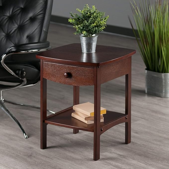 Winsome Basics Solid Wood End Table Nightstand - LeafyLoom