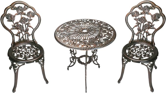 Oakland Living 3-Piece Rose Bistro Set with 23.5-Inch Cast aluminum Top Table - LeafyLoom