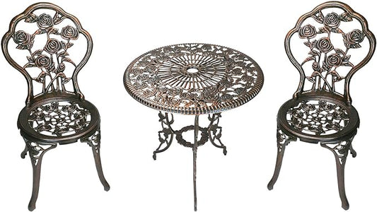 Oakland Living 3-Piece Rose Bistro Set with 23.5-Inch Cast aluminum Top Table - LeafyLoom