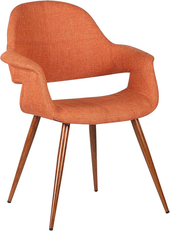 Armen Living Phoebe Mid-Century Modern Fabric Upholstered Dining Chair for Kitchen Table Office Desk Vanity, 24D x 25W x 33H Inch, Orange - LeafyLoom