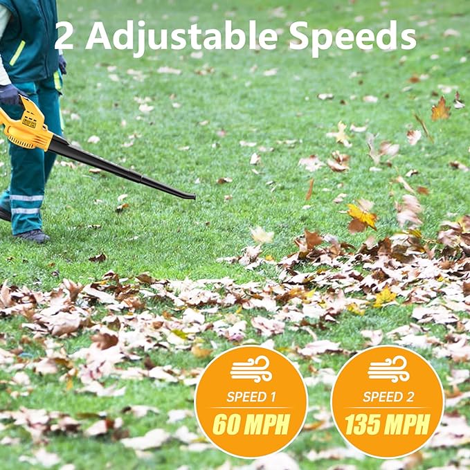 Leaf Blowers Battery Powered: 290CFM 135MPH Leaf Blower Cordless with Battery & Charger for Lawn Care | Patio | Garage - LeafyLoom