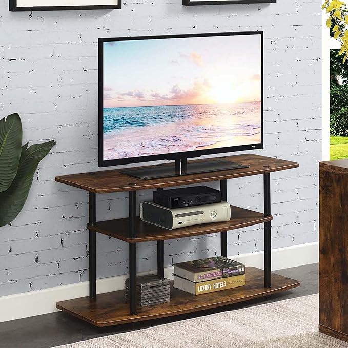 Convenience Concepts Designs2Go 3-Tier Wide TV Stand, 42", Barnwood/Black - LeafyLoom