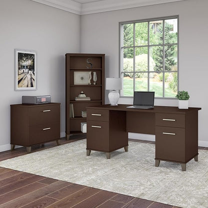 Bush Furniture Somerset 2 Drawer Lateral File Cabinet in Mocha Cherry - LeafyLoom