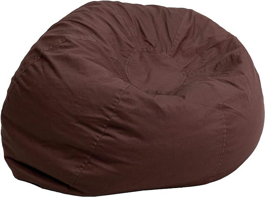 Flash Furniture Dillon Small Bean Bag Chair for Kids and Teens, Foam-Filled Beanbag Chair with Machine Washable Cover, Brown - LeafyLoom