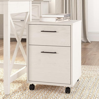 Bush Furniture Key West 2-Drawer Mobile File Cabinet, Letter/Legal, Linen White Oak, 15.75-Inch (KWF116LW-03) - LeafyLoom