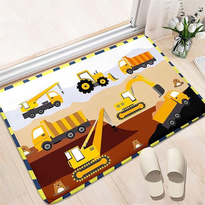 Construction Rugs for Boys Room Car Rug for Boys Room Car Rug Play Mat Kids Rugs for Playroom Car Play Mat Car Rugs for Kids Construction Decor for Boys Room 2'×3' - LeafyLoom