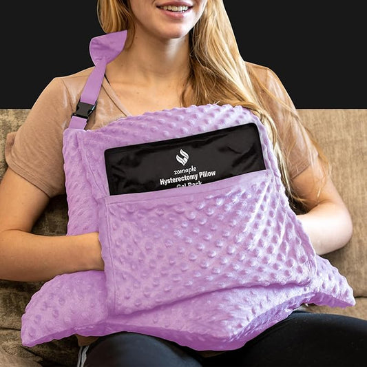 Zomaple Hysterectomy Pillow- Super Comfy Shock Absorbing Hysterectomy Recovery Pillow with 2 Pockets and Gel Pack- Tummy Pillow with Hands Placement Pou - LeafyLoom