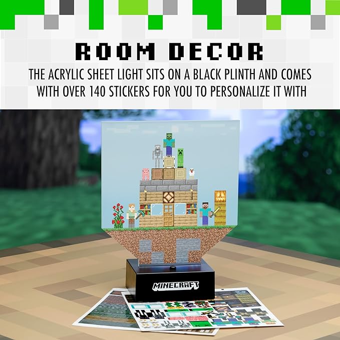 Paladone Minecraft Build a Level Light, Customizable Desk Lamp with Over 140, Stickers - LeafyLoom