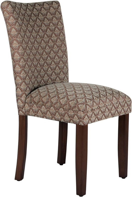 Homepop Home Decor |K1136-F662 | Classic Upholstered Parsons Dining Chair | Single Accent Dining Chair, Blue & Brown Damask - LeafyLoom