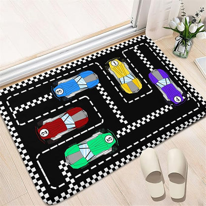 Car Rug Race Car Rug Car Track Rugs for Boys Race Track Carpet Race Car Track Rug Car Rug for Boys Room Car Rug Play Mat Car Carpet for Kids Rugs for Boys Bedroom,Black 2'×3' - LeafyLoom