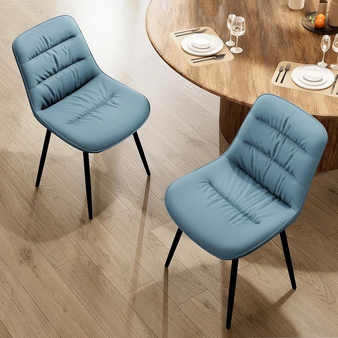 Kidol & Shellder Modern Dining Chairs Set of 2 Kitchen & Dining Room Chairs Upholstered Accent Chair Living Room Chairs Kitchen Chairs Comfy Chair for Bedrooms Waiting Room Home(Blue) - LeafyLoom