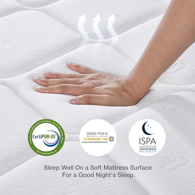 Novilla Full Mattress, 10 Inch Hybrid Full Mattress in a Box, Pocket Innerspring Pillow Top Mattress Full for Motion Isolation, Pressure Relief & Enhanced Edge Support, Medium Firm Feel - LeafyLoom