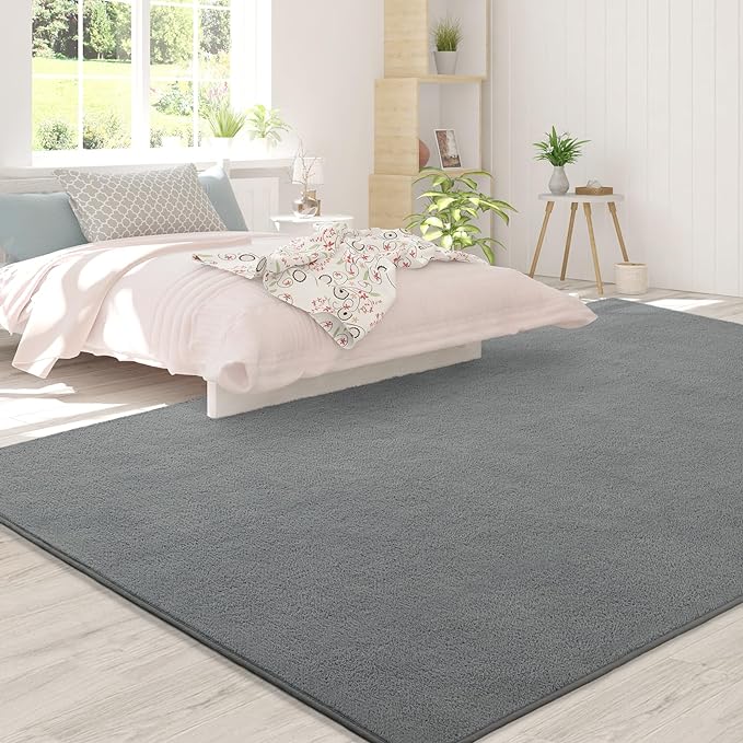 Area Rugs for Bedroom Living Room, 6x9 Grey Super Soft Comfy Thickened Memory-Foam Indoor Carpets, Modern Aesthetic Minimalist Carpet for Boys Girls Adults Apartment Nursery Home Décor - LeafyLoom