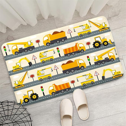 Construction Rug Car Rug Construction Rugs for Boys Room Cartoon Truck Area Rug Construction Play Mat Car Rug for Boys Room Construction Decor for Boys Room 2'×3' - LeafyLoom