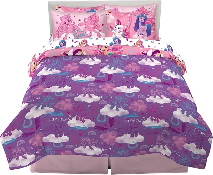 Franco Kids Bedding Super Soft Comforter and Sheet Set with Sham, 7 Piece Full Size, My Little Pony - LeafyLoom