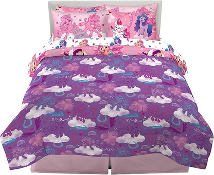 Franco Kids Bedding Super Soft Comforter and Sheet Set with Sham, 7 Piece Full Size, My Little Pony - LeafyLoom