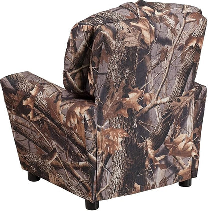 Flash Furniture Chandler Vinyl Kids Recliner with Cup Holder and Safety Recline, Contemporary Reclining Chair for Kids, Supports up to 90 lbs., Camouflage - LeafyLoom