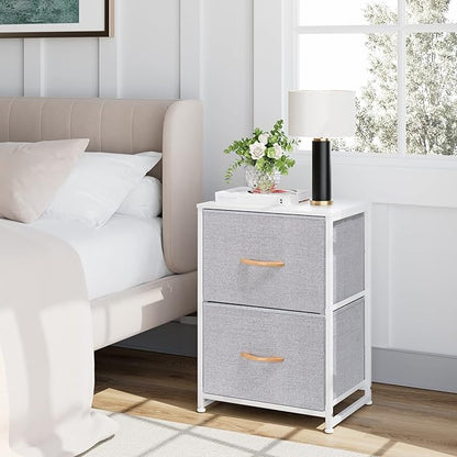 Nicehill Nightstand, Nightstand for Bedroom with Drawers, Small Dresser with Drawers, Bedside Table Bedside Furniture, Night Stand End Table with Storage Drawers for Bedroom, Light Grey - LeafyLoom