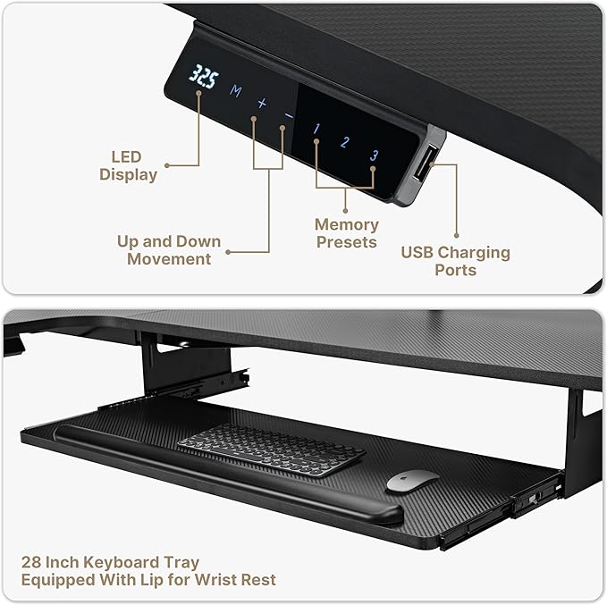 EUREKA ERGONOMIC Standing Desk (61"x43")- L Shaped Desk with Keyboard Tray Adjustable Height Sit Stand Computer Desk Corner Gaming Ergo Desk w Memory Presets, Monitor Stand, LED/USB/Dual Motor, Left - LeafyLoom