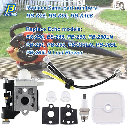 FitBest Carburetor RB-K90 with Repower Maintenance Kit for Echo PB-251 PB-255 PB-255LN ES-255 Blowers A021001350 A021001351 A021001352 carb - LeafyLoom