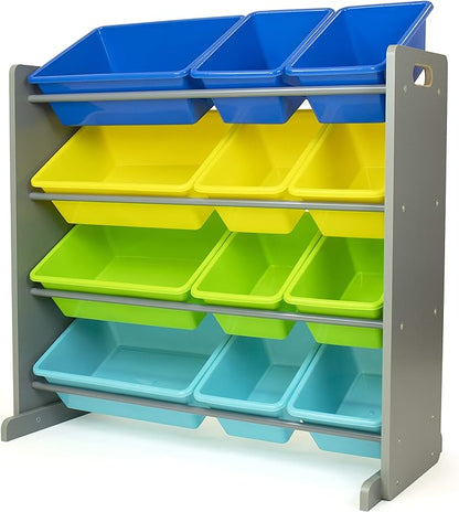 Humble Crew Toy Storage Organizer, Grey/Blue/Green/Yellow 34x11x31 inches,12x9x6 inches,16xx12x6 inches - LeafyLoom