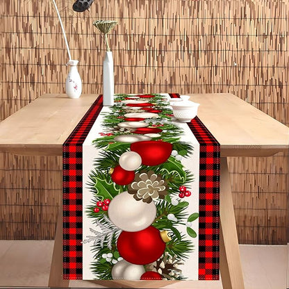 Nepnuser Black and Red Buffalo Check Plaid Christmas Table Runner 108 Inches Long Seasonal Winter Xmas Party Decoration Holiday Home Kitchen Dining Room Decor Nepnuser