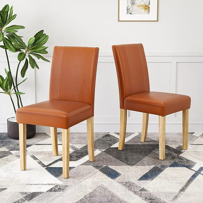 Dining Chairs, Kitchen Chairs Set of 2 with Solid Wood Legs, Armless Upholstered Indoor Kitchen Dining Room Chairs for Dining Room, Kitchen Chairs Parson Chairs - LeafyLoom