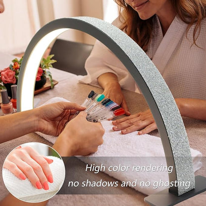 Half-Moon Nail Desk Lamp for Professionals, Lash Light Led Nail Tech Lamp, Desk Lamp for Lash Eyelash Extension,Manicure Light Led,Black,22IN - LeafyLoom