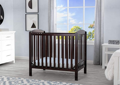 Delta Children Emery Mini Convertible Baby Crib with 2.75-inch Mattress, Dark Chocolate - LeafyLoom