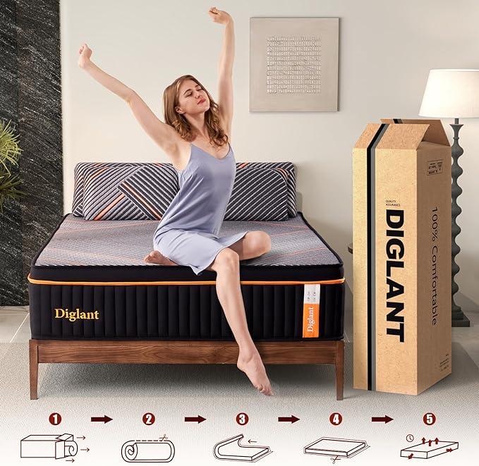 King Mattress, 14 Inch Plush Hybrid Mattress, Black Memory Foam with Individually Pocket Coils Mattress King Size in Box, Euro Top Mattress for Pressure Relief,Balanced Support, 76"*80" - LeafyLoom