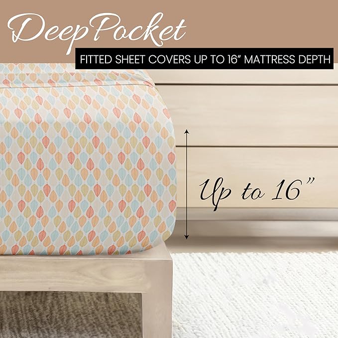 Linen Market 4 Piece King Bedding Sheet Set (Yellow Fall Foliage) - Sleep Better Than Ever with These Ultra-Soft & Cooling Bed Sheets for Your King Size Bed - Deep Pocket Fits 16" Mattress - LeafyLoom