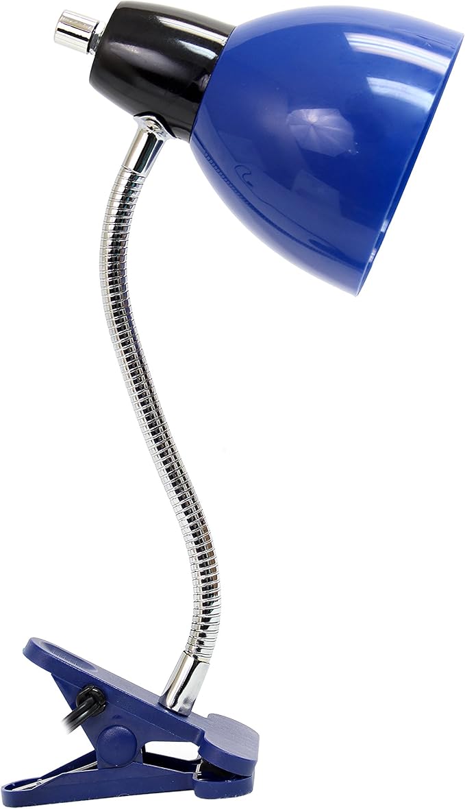 Simple Designs LD2014-BLU Adjustable Desk Clip Lamp Light, for Desks, Nightstands, Reading, Blue - LeafyLoom