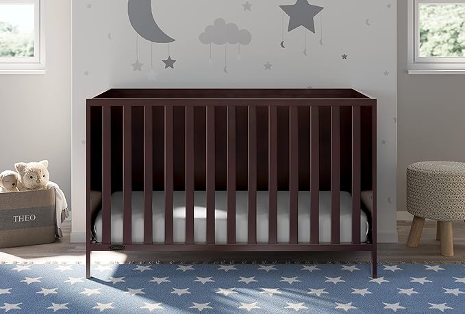 Graco Theo 3-in-1 Convertible Crib (Espresso) - GREENGUARD Gold Certified, Converts to Toddler Bed & Daybed, Fits Standard Full-Size Crib Mattress, 4 Adjustable Mattress Heights - LeafyLoom