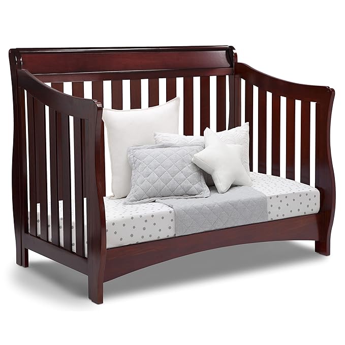 Delta Children Bentley S Series 4-in-1 Convertible Baby Crib, Black Cherry Espresso - LeafyLoom