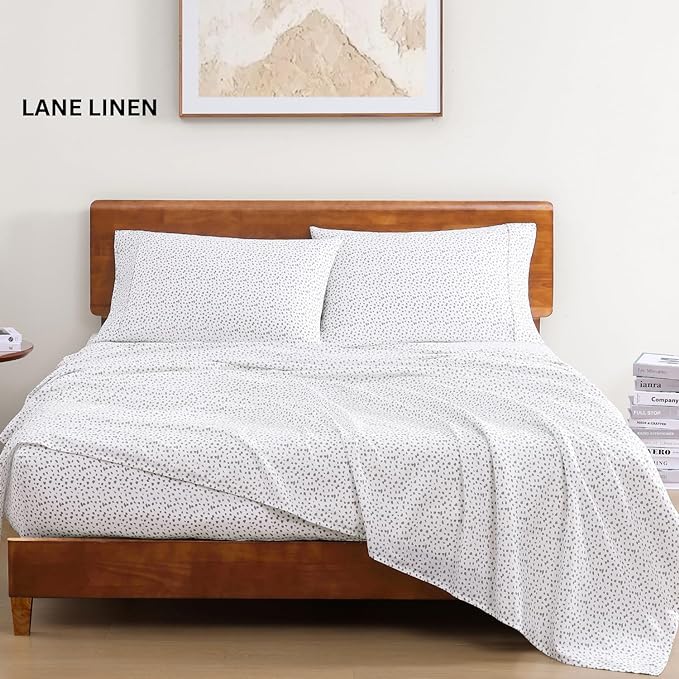 LANE LINEN 100% Organic Cotton Twin XL Sheets Set 3-Piece Pure Percale Soft Bedding Breathable Fits Mattress Upto 15" Deep - Haze Grey - LeafyLoom