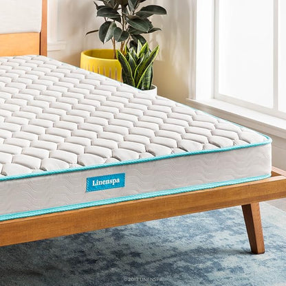 Linenspa 6 Inch Mattress - Firm Feel - Bonnell Spring with Foam Layer - Mattress in a Box - Youth or Kids Bed - Guest Bedroom - Durable and Breathable Support - Affordable - Narrow Twin Size, Grey - LeafyLoom