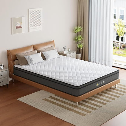 8 INCH Twin Mattress, Twin Size Mattress with Gel Memory and Spring, Soft Hybrid Mattress in a Box for Pressure Relief, Medium Firm Support, CertiPUR-US - LeafyLoom