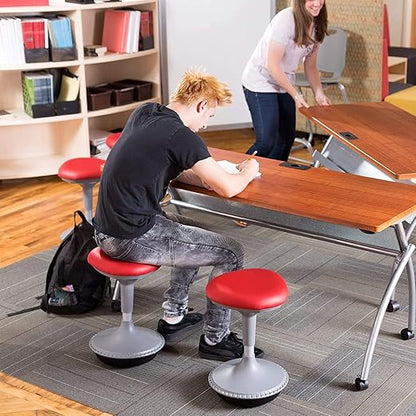 Learniture Adjustable Height Active Learning Stool for Office Desks and Classrooms, Foam-Padded Backless Wobble Stool with Rocking Motion, Gray - LeafyLoom