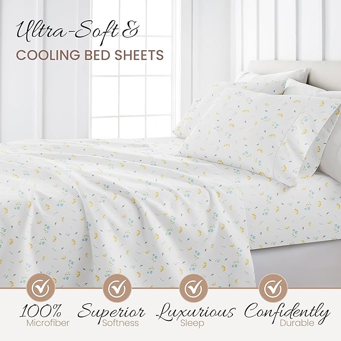 Linen Market 3 Piece Twin Bedding Sheet Set (Light Blue Floral) - Sleep Better Than Ever with These Ultra-Soft & Cooling Bed Sheets for Your Twin Size Bed - Deep Pocket Fits 16" Mattress - LeafyLoom