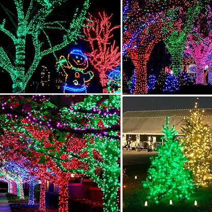 Dazzle Bright 2 Pack Total 400LED 132FT Green Christmas Solar String Outdoor Lights, St. Patrick's Day Solar Powered with 8 Modes Waterproof Fairy Lights for Patio Garden Tree Party Yard Decoration DazzleBright