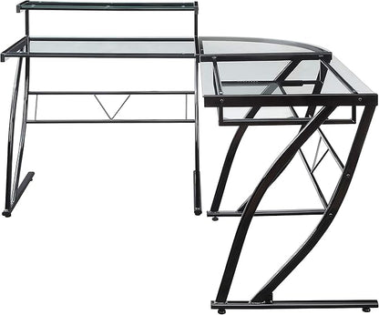 OSP Home Furnishings Constellation L Shaped Home Office Gaming Editing Desk, Black - LeafyLoom